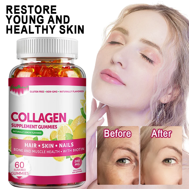 

Коллагеновые жевательные конфеты — с биотином, цинком, витаминами C — для здоровья кожи, ногтей и волос — 60 жевательных конфет