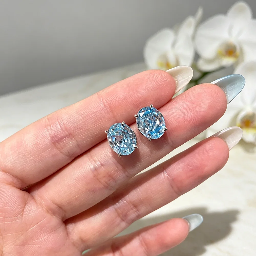 Hot Luxury Simple Stud Earrings Oval CZ for Lady Daily Wear Ear Accessories Teens Low-key For Women Earrings Statement Jewelry