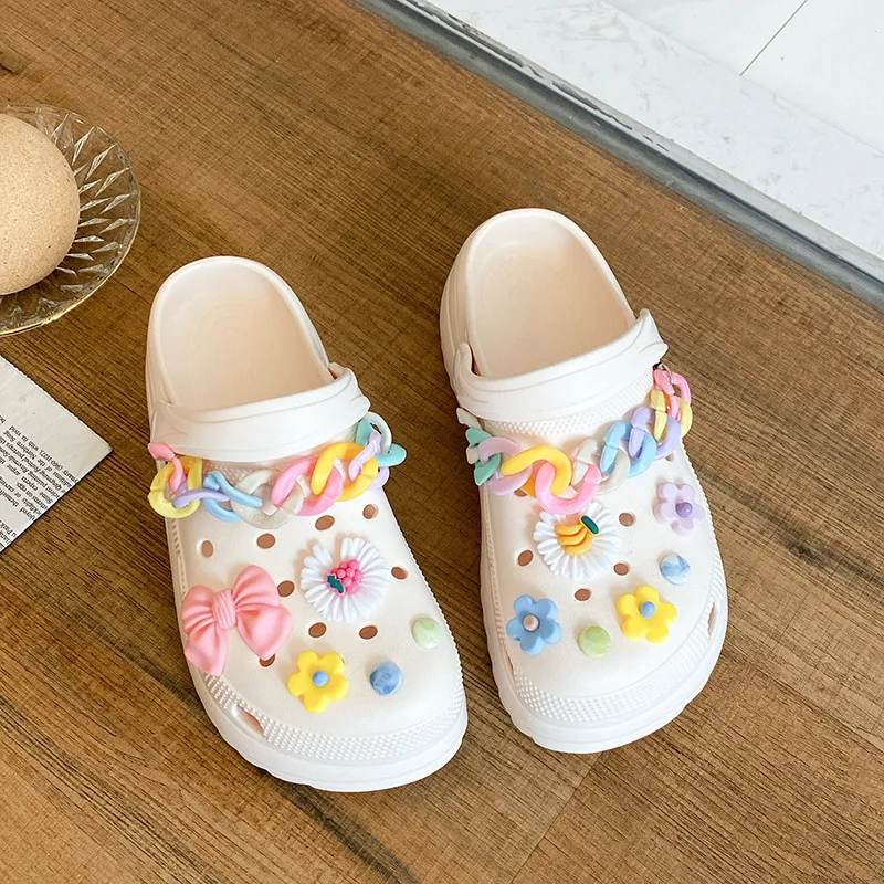 Colorful Chain Hole Shoes Accessories DIY Butterfly Flower Shoe Buckle Butterfly Garden Sandals Charms Decoration Kids Gifts