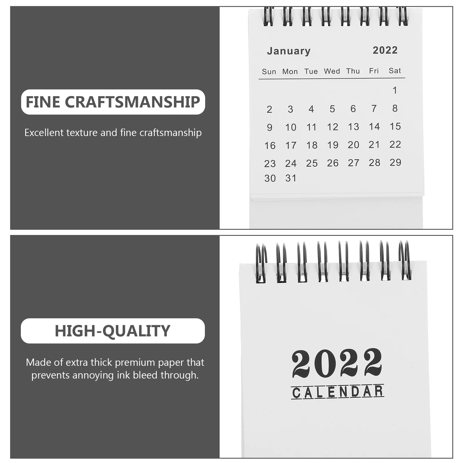 1Pcs 2022 Desk Calendar Thick Paper Sturdy Twin Wire Binding Foldable Base Office Planning Writing Notes Small Decorative Table