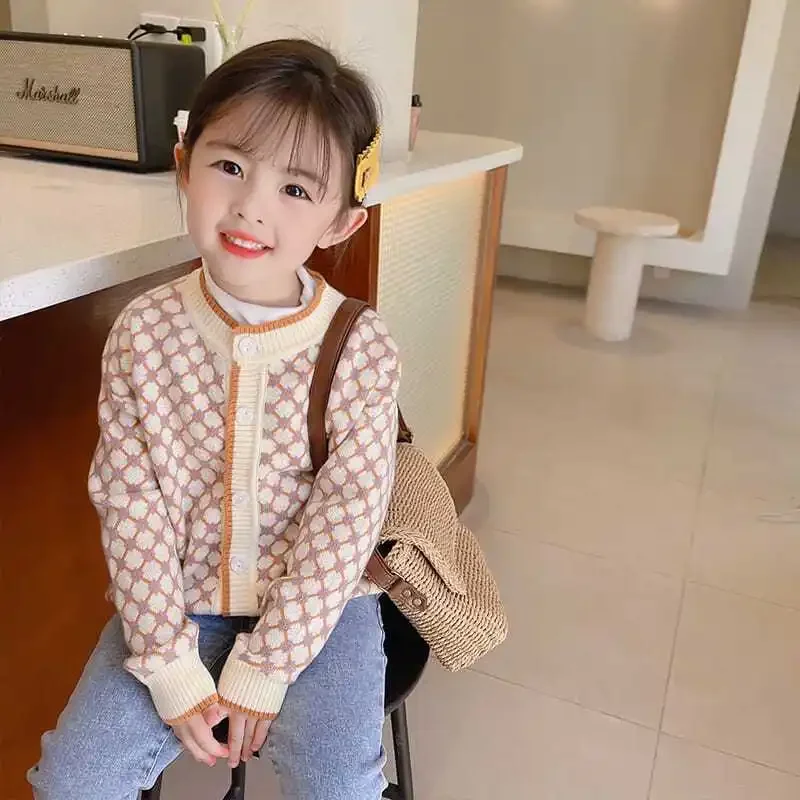 

Girls Sweater Jacket Autumn and Winter Style Thickened and Fashionable Girls Knitted Sweater Children's Top Baby Sweater 6 8T