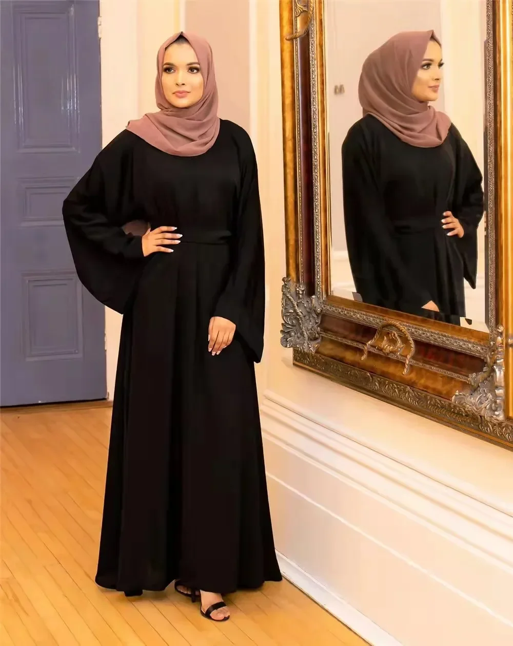 African Kaftan Muslim Abayas for Women Saudi Dubai Ramadam Prayer Green Clothing Kaftan Femme Robe Hijab Musulmane Hijab Autumn