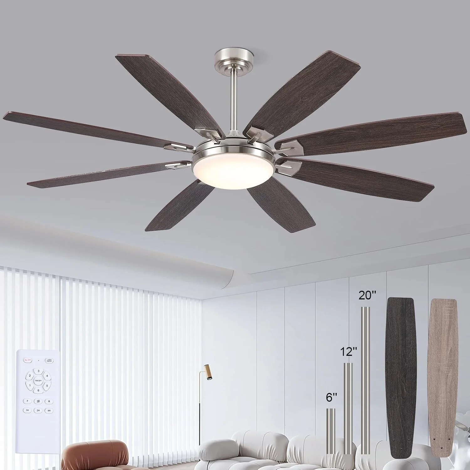 

Space-saving remote-controlled fan light for elegant home interiors living areas bedrooms modern ceiling fan light