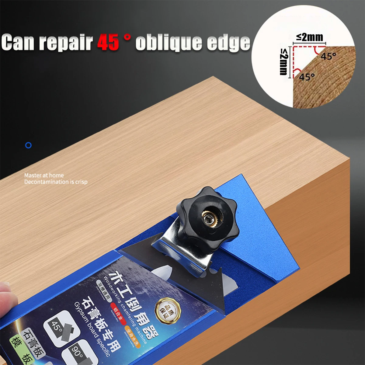 Hand Manual Woodworking 45° Plane Bevel Chamfer Burrs Trimmer with 10PCS Blades, for Gypsum Board Wood Board Dry Wall