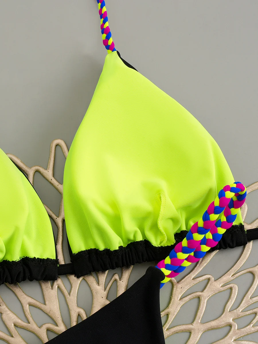 Push up sexy halter bikini conjunto maiô feminino micro triângulo tanga maiô biquinis brasileiros