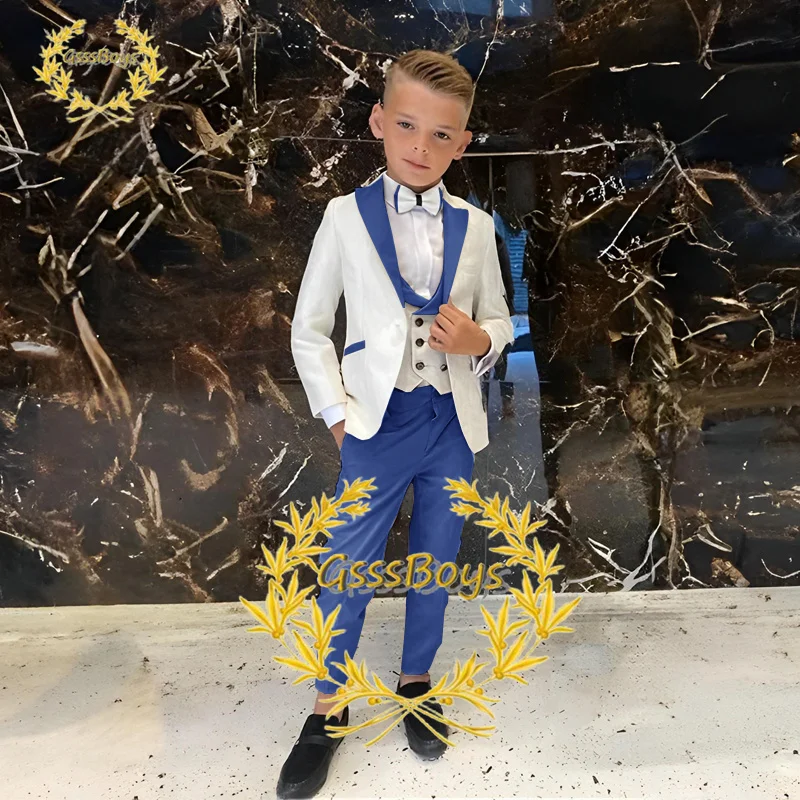 Suit for Boys Wedding Tuxedo 3 Piece Vest Blazer Pants Suit Kids Formal Jacket Customized 3-16 years old