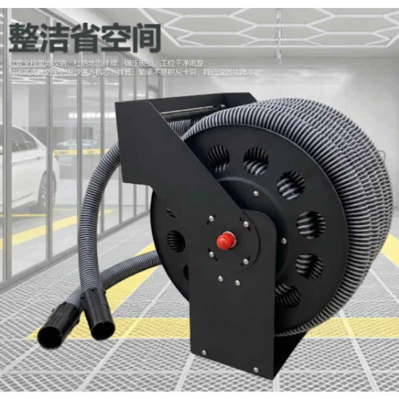 Wall Mount Industrial Hose Reel, Auto Retractable Vacuum Pipe Winder for Workshop Car Wash