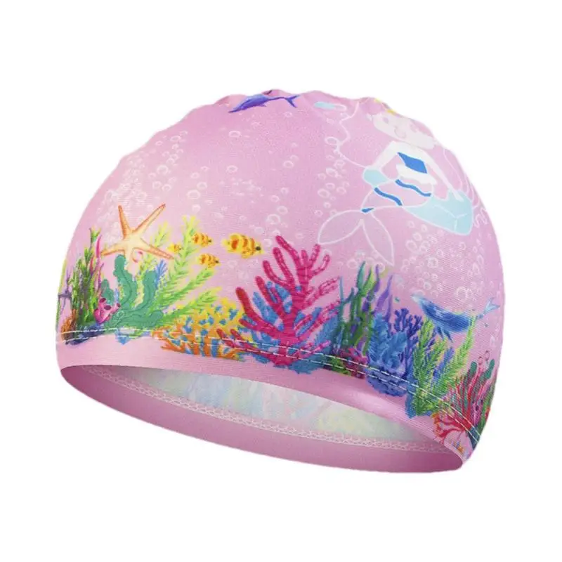 어린이용 신축성 있는 수영 모자, 긴 머리 및 짧은 머리, 십대 어린이 수영 모자