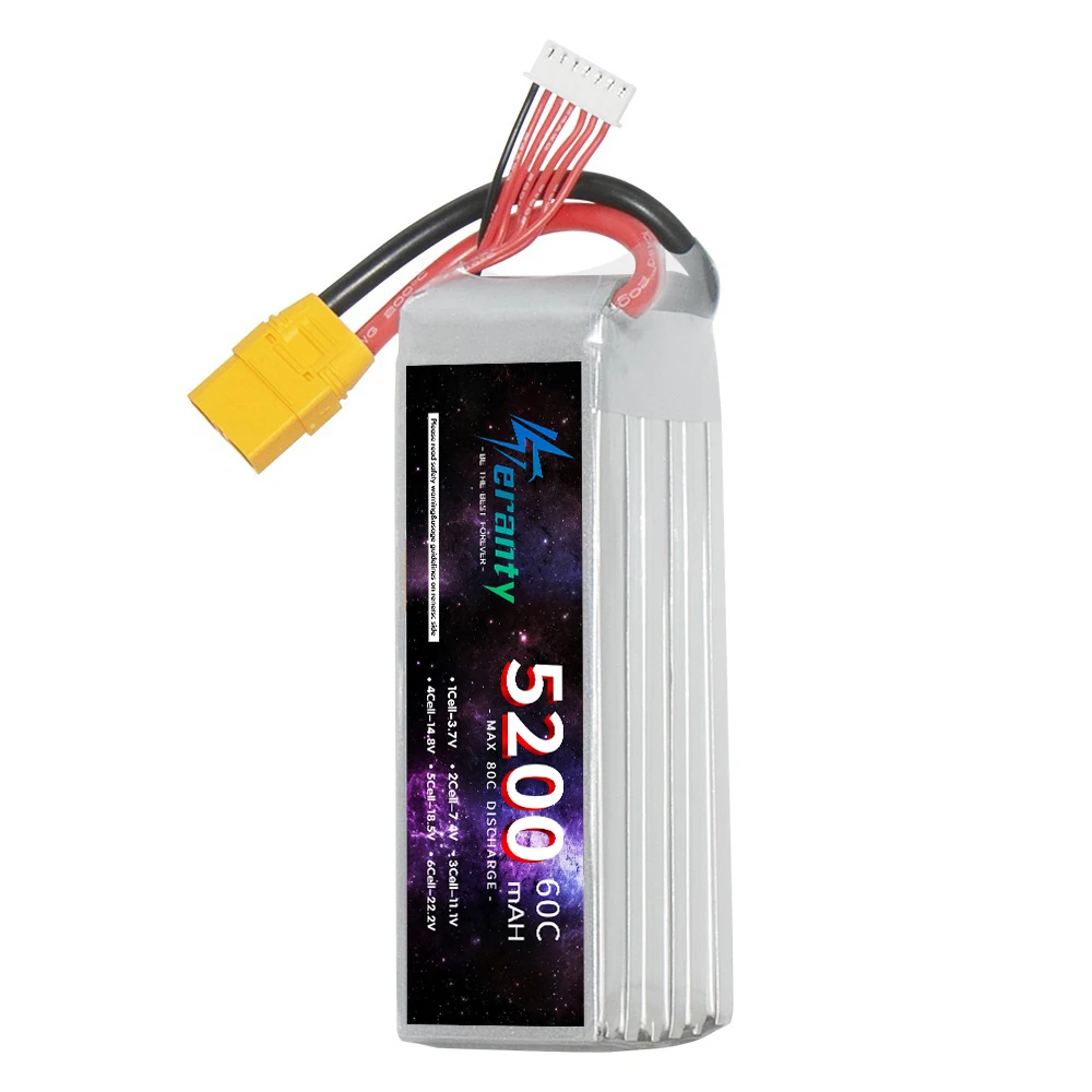 TERANTY 6S 5200mAh Lipo Battery 22.2V 60C Softcase with EC5 XT60 T XT90 Plug For Tank RC Car Train Buggy Boat RC Models Parts