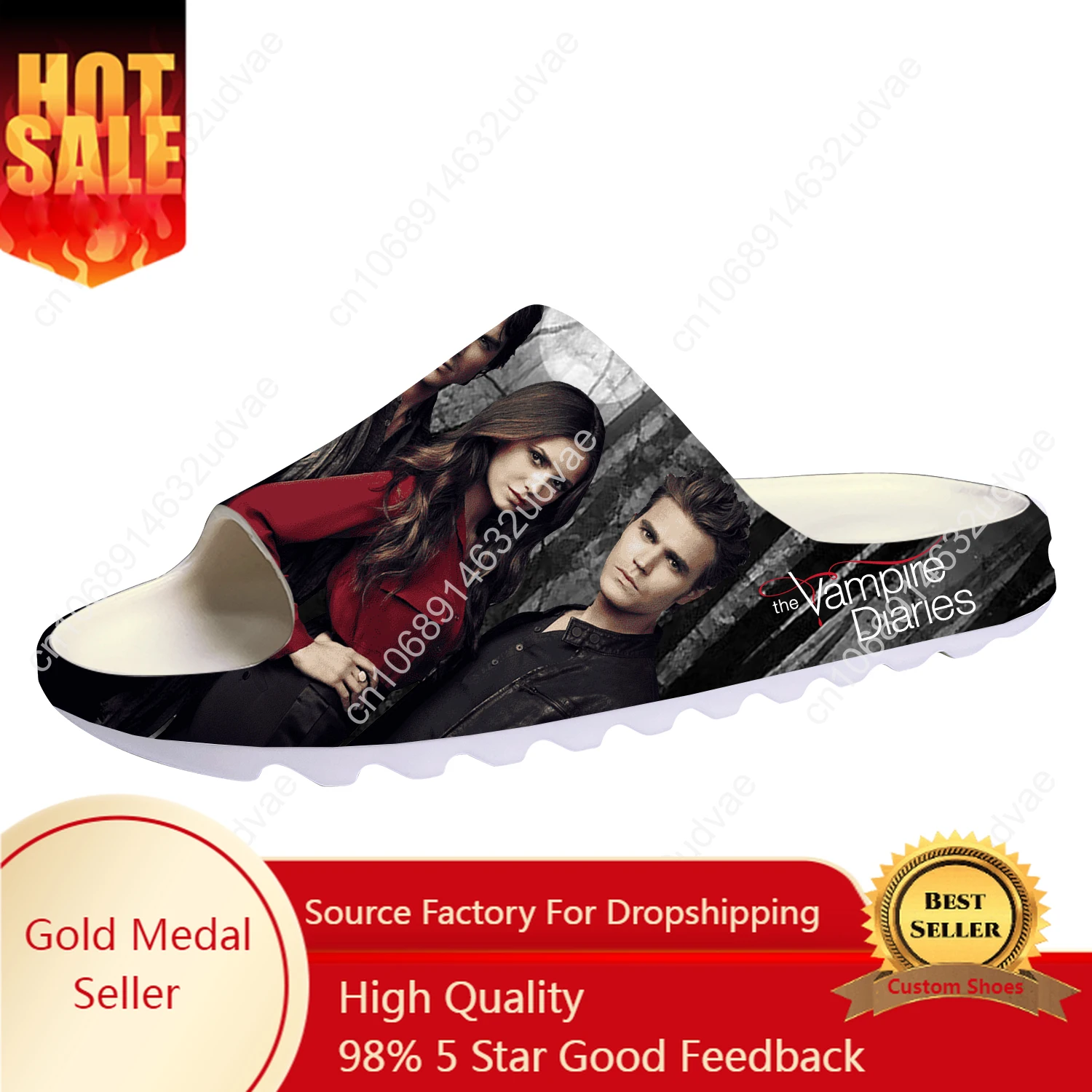 

The Vampire Diaries Damon Salvatore Soft Sole Sllipers Home Clogs Custom Step On Water Shoes Mens Womens Teenager Sandals