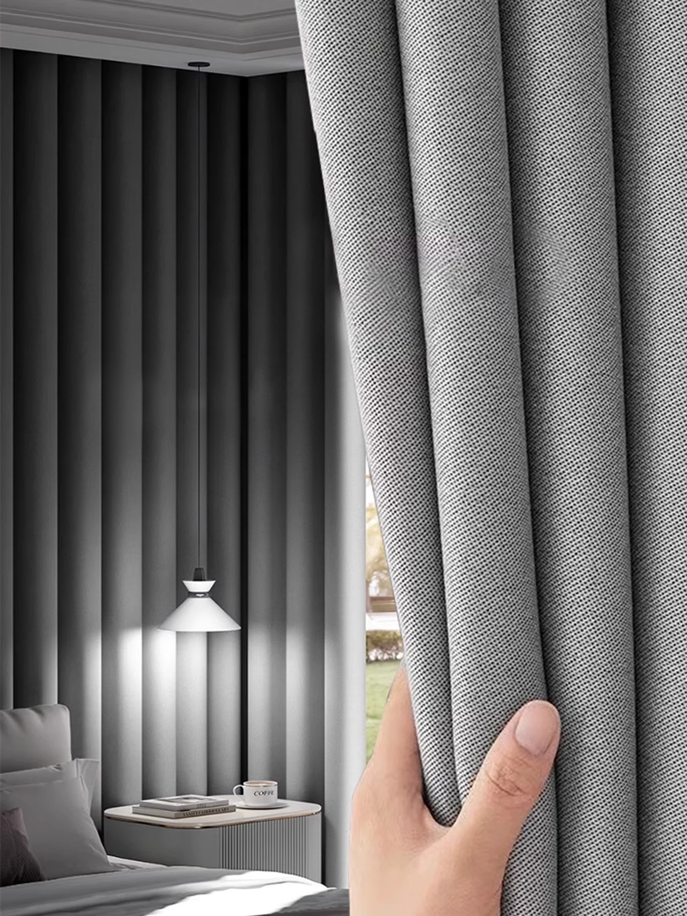 Neue Sonnenschutz-Stoffvorhänge, Verdunkelungsvorhänge für Schlafzimmer, modernes Wohnzimmer, vollständige Verdunkelung, Sonnenschutz, wärmeisolierende Vorhänge