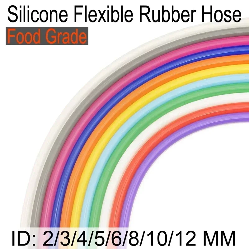 1 Meter ID 2 3 4 5 6 7 8 9 10 12 mm Silicone Tube Flexible Rubber Hose Food Grade Soft Drink Pipe Water Connector Colorful