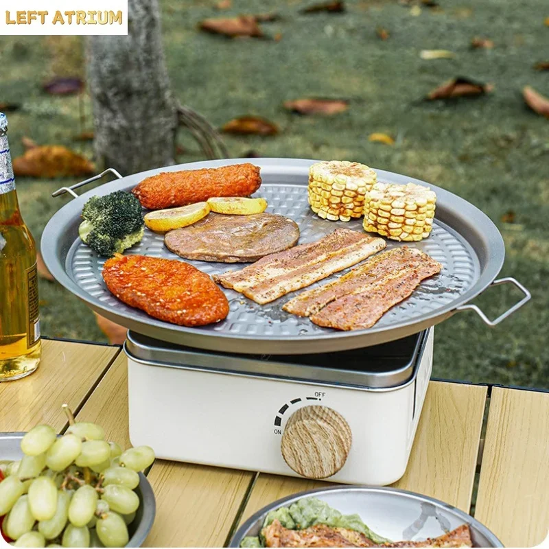 BBQ Pan Pure Titanium Outdoor Thickened Grill Clip BBQ Tools Camping Picnic Large Anti-Stick Frying Pan Household