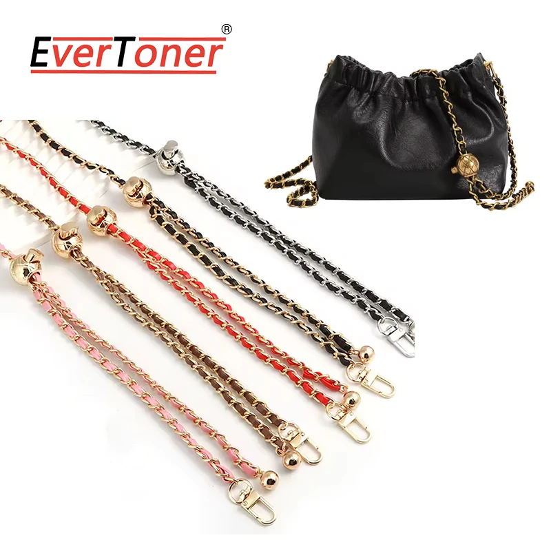 EverToner Adjustable Golden Balls Chain High-end Metal PU Leather Shoulder Strap Replacement Bag strap Accessories