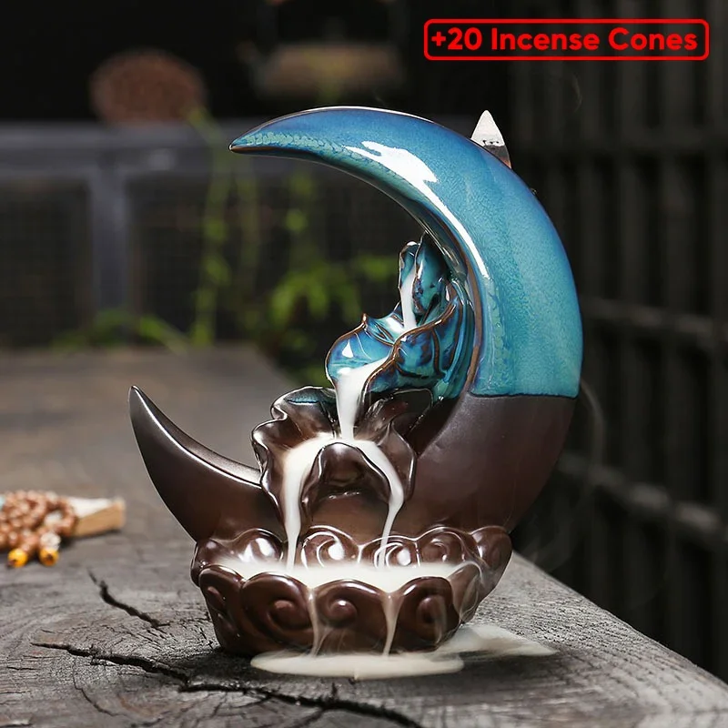 

Ceramic Flowback Incense Stove Artistic Conception Waterfall Decoration Incense Stove Handicrafts Yoga Incense