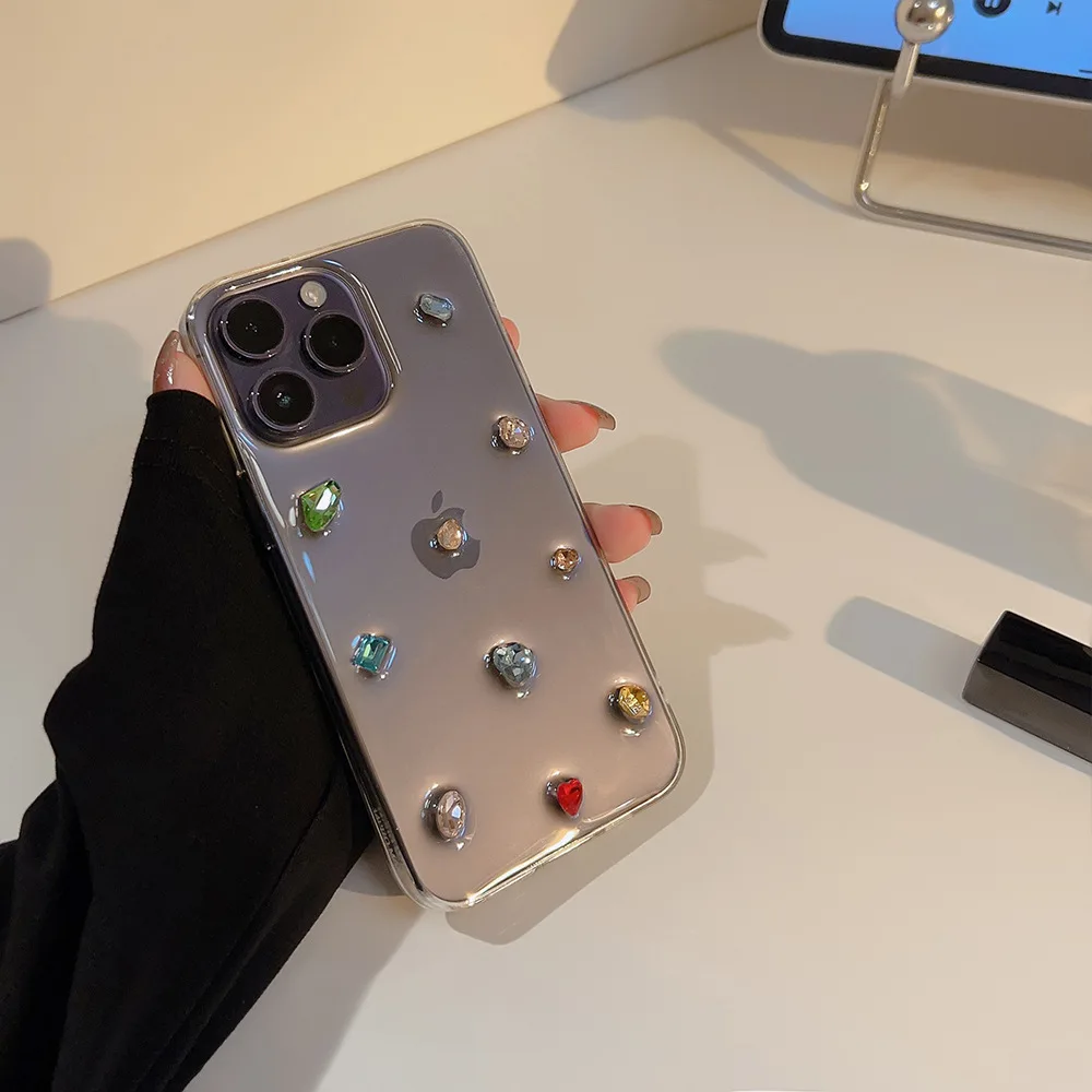 Luxuriöse glänzende 3D-Diamant-klare Handyhülle für iPhone 16, 15, 14, 13, 12, 11 Pro Max X XS XR Xs Max, glitzernde Strass-Silikonhülle – Detail 10