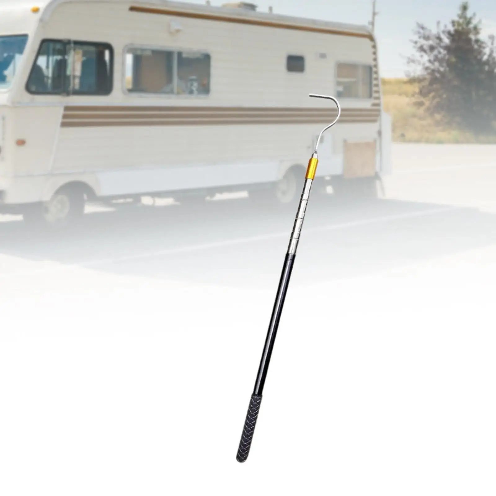 

RV Awning Opener Puller Multi Section Lockable Portable Canopy Accessories, Stainless Steel Reach Rod Telescoping, Pole