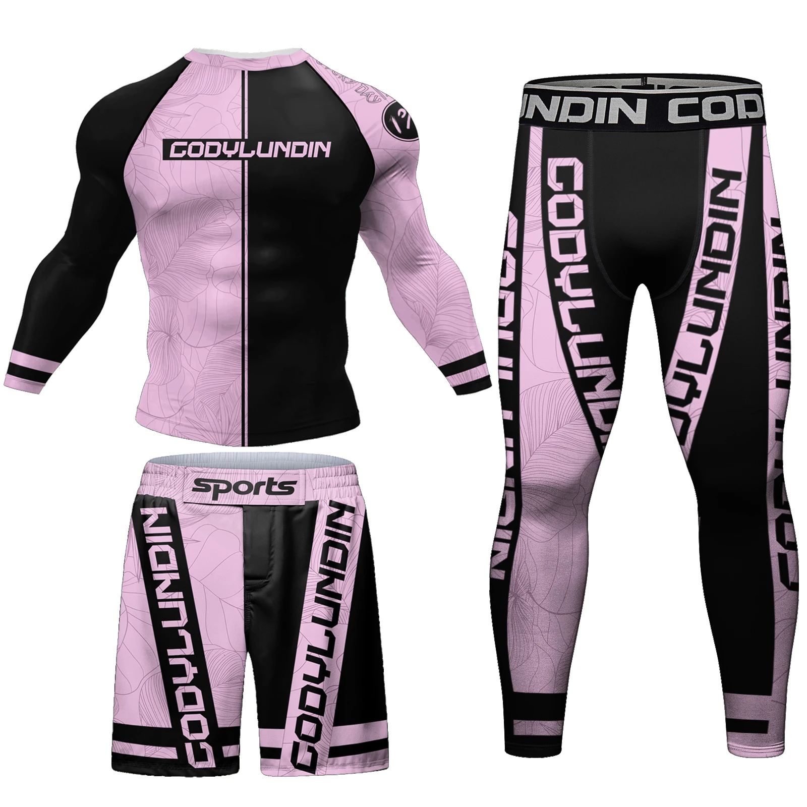 New Designer Boxing Jersey jiu jitsu No Gi Rashguard Set Pink Compression Active Wear For Men Women Custom Grappling Fightwear