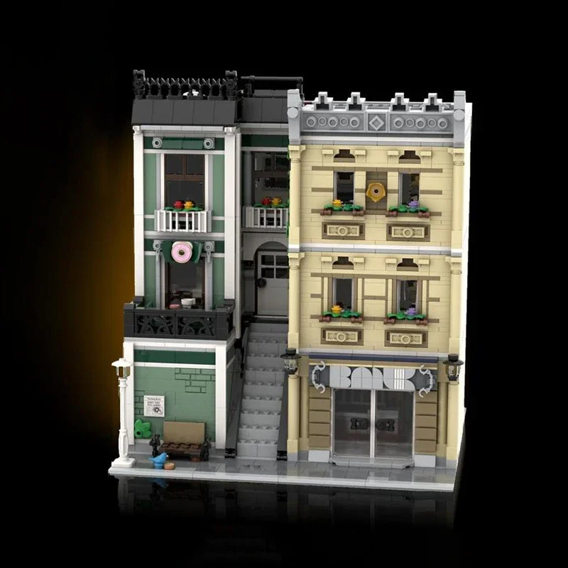 

City Street View Model Moc Building Bricks Golden Shell Bank Technology Modular Blocks Gifts Christmas Toys DIY Sets Assembly