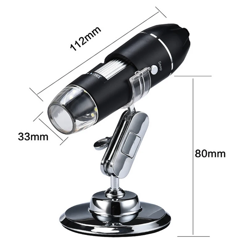 Digital Microscope Handheld USB HD Microscope Inspection Camera 1600X Magnification with Flexible Stand For iPhone iPad PC