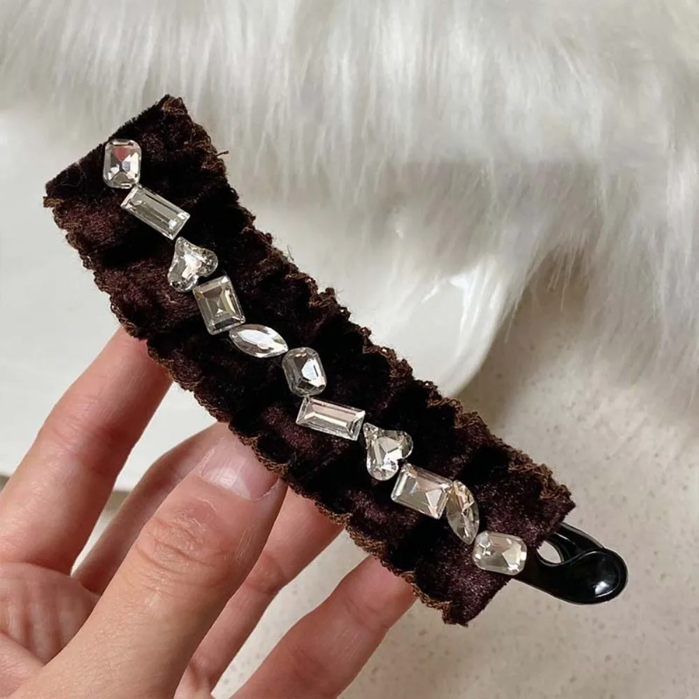 

Elegant Bow Banana Clip Plastic Square Rhinestone Women Vertical Clip Multi-layered Polyester Pleated Ponytail Holder Hair Clip