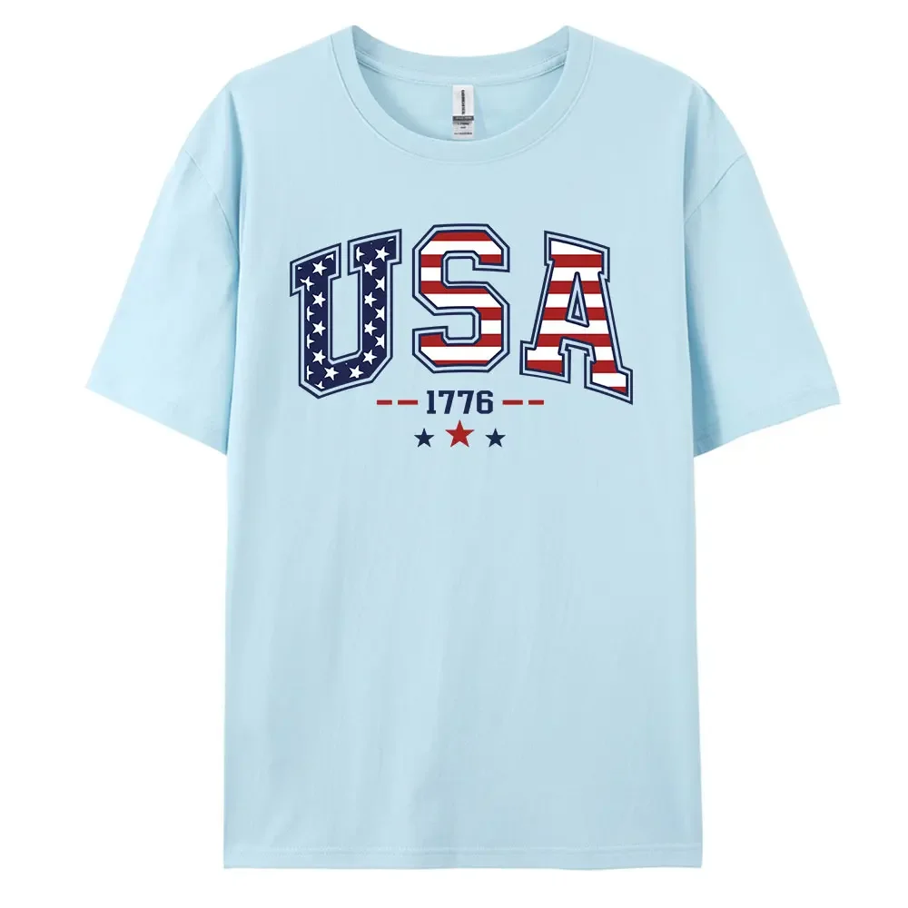 

USA1776 Men's Casual Short-sleeved T-shirt with 100% Cotton Fashion print Tees oversize