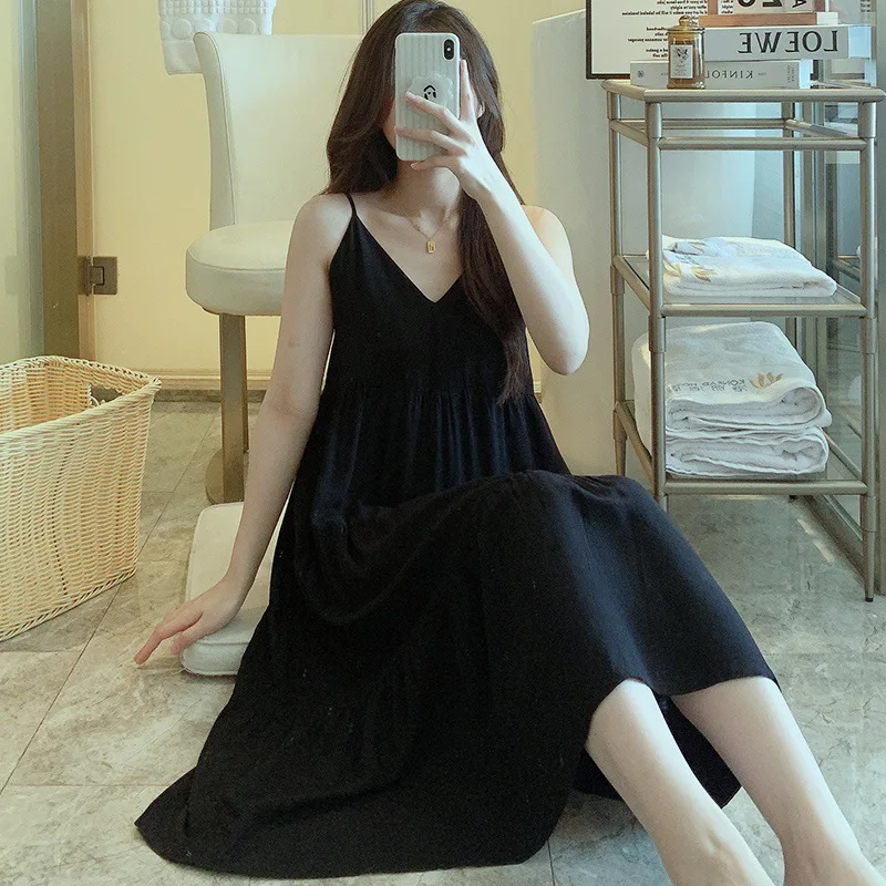 Princess Style Nightgowns For Women Sweet Sling Dress Loose Summer Nightdress Female Night Wear Nightshirt New Sleep Vestidos