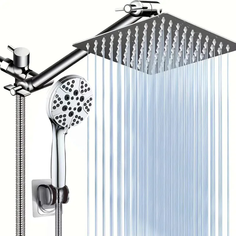 8/10/12 Inch Shower Head Handheld Bathroom Shower Set Stainless Steel Top Spray Showerhead Chrome Inwall Shower System