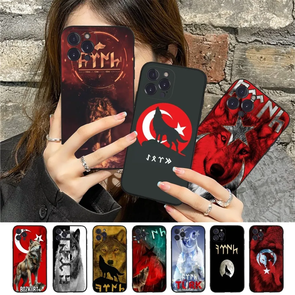 Turkish Language Bozkurt Gray wolf Phone Case Silicone Soft for iphone 16 15 14 13 12 11 Pro Mini XS MAX Plus X Cover