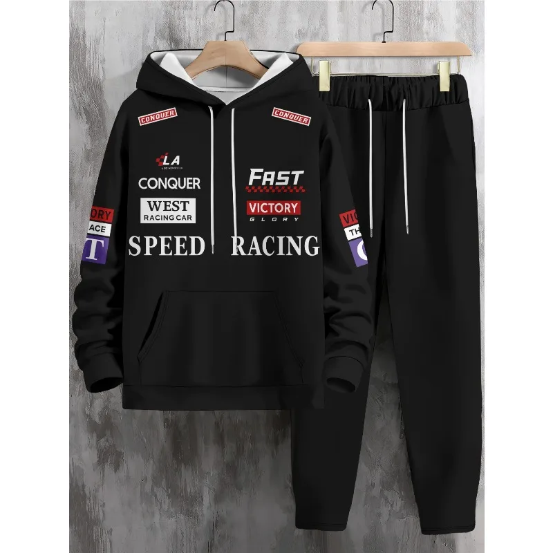 الربيع والخريف العصرية نمط الشارع الرياضة 3D المطبوعة الرجال العادية هوديي والوايفر قطعتين مجموعة