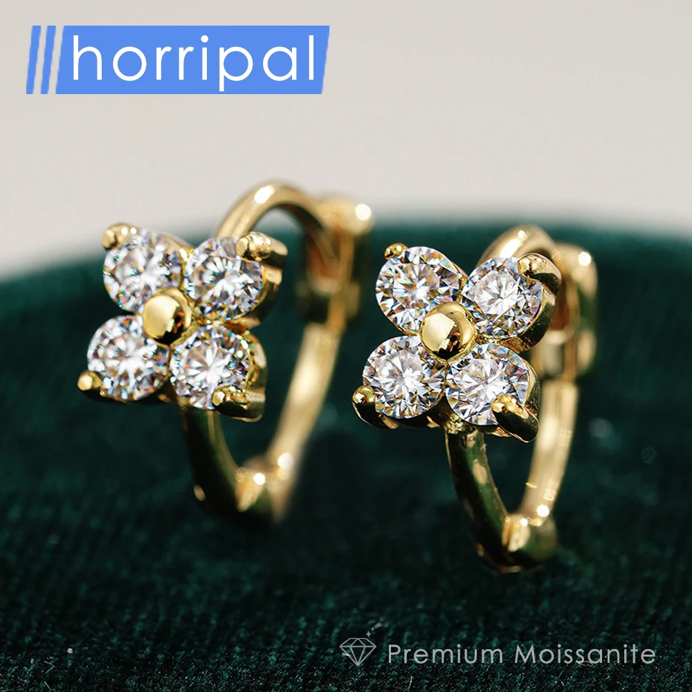 

Four-Leaf Clover Moissanite Earrings Hoop Dainty Earrings for Women s925 Silver GRA Certified Fine Jewelry Moissanite Earrings