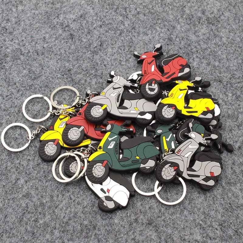 Motorcycle Model Shape Soft Rubber Keychain Keyring Key Chain Key Ring for Vespa GTS300 Sprint150 Motorcycle Accessories