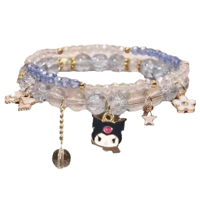 سوار Miniso Kuromi Sanrio Series مطرز بالكريستال اللطيف للأطفال، سوار أفضل صديق هدية العيد