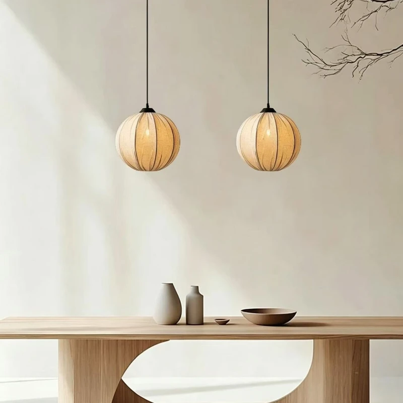 Wabi Sabi Fabric Dinging Table Lights Bedroom Restaurant Chandelier Home Lustre Hanging Lamp Fixtures