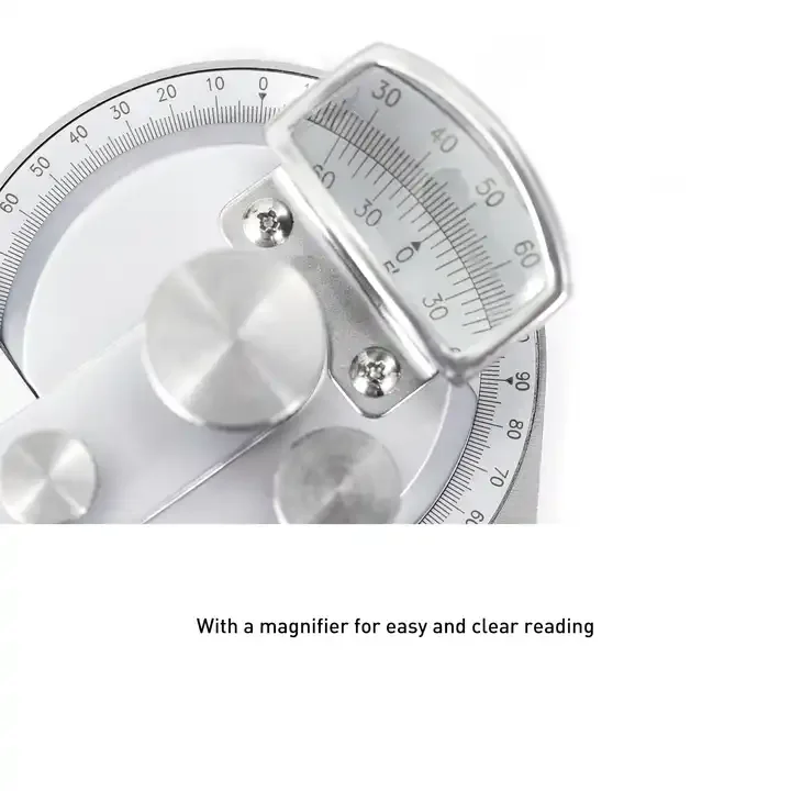 Dasqua Three Blades Stainless Steel Universal Dial Protractor With Fine Adjustment and Magnifier