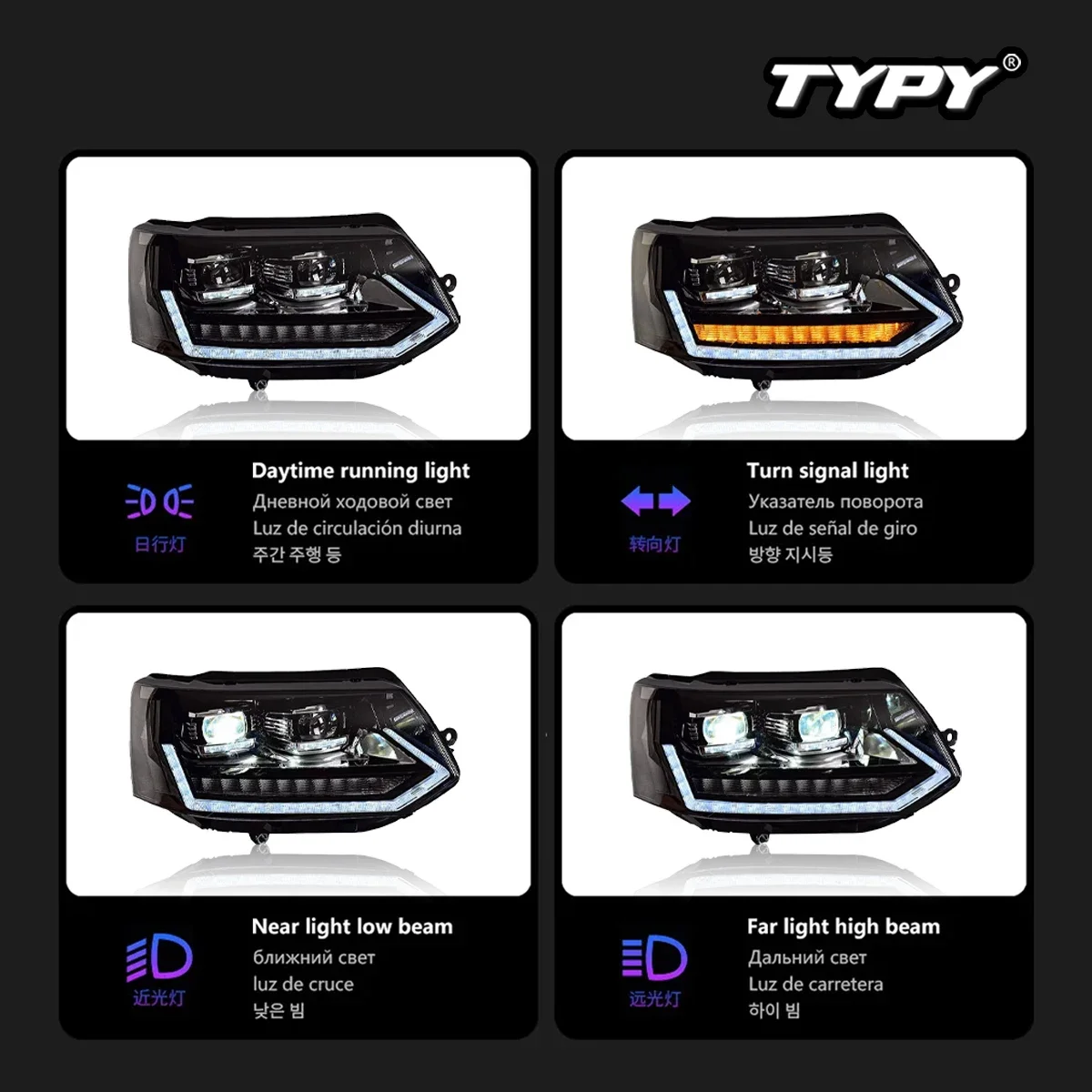 

TYPY Car Lights For VW Caravelle T5 Headlight LED Projetor head Lamp Daytime Running Light Automotive Accessories 2011-2015
