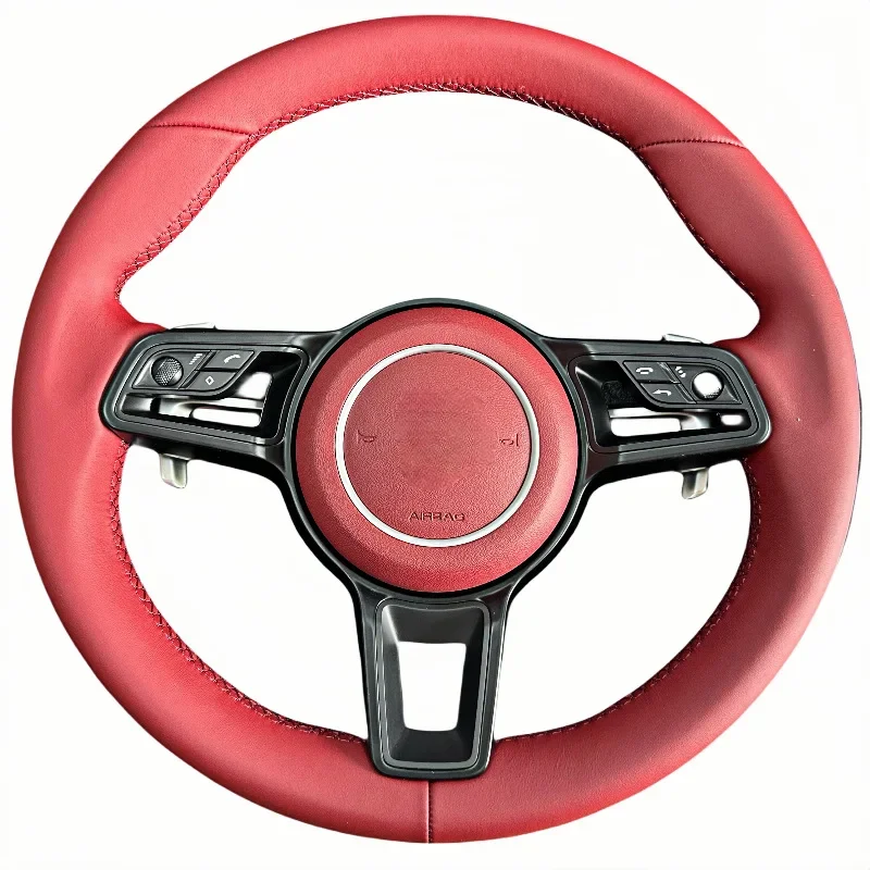 Custom Leather Steering Wheel Fit For Porsche Macan Taycan Cayman Panamera Cayenne 958 971 718 991 911 Boxster GT Turbo