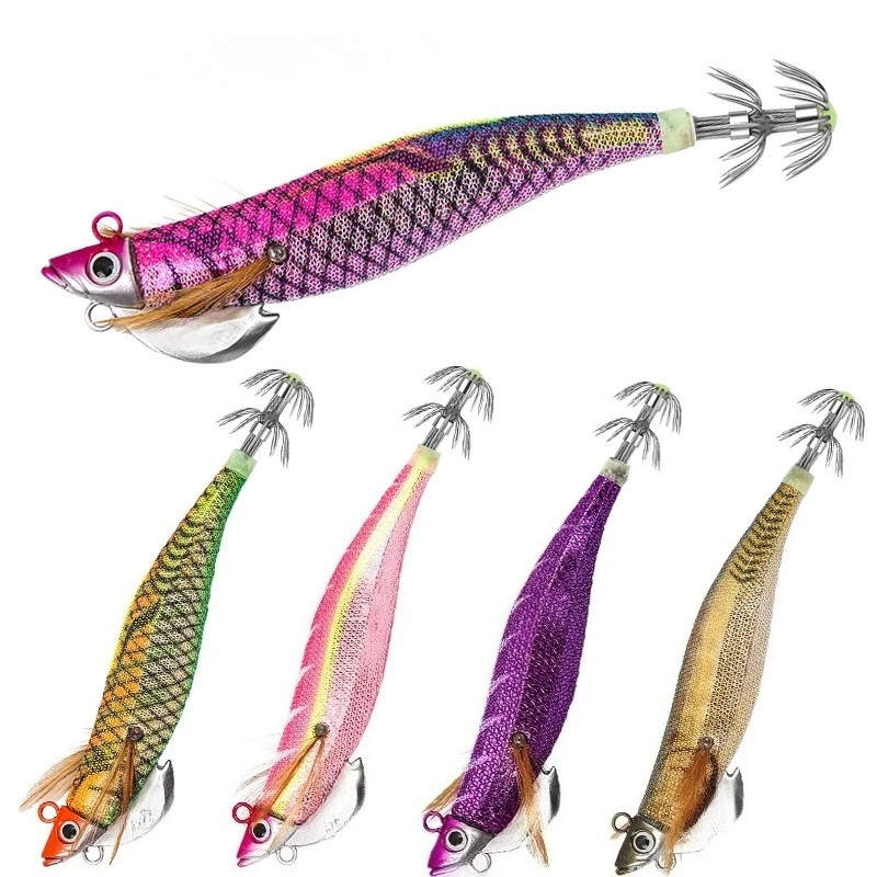 

2pcs 115mm25g Fishing Lure Artificial Squid Hook Jigs Noctilucent Squid Cuttlefish Jigs Lures Spinner Bait Wood for Sea Fishing