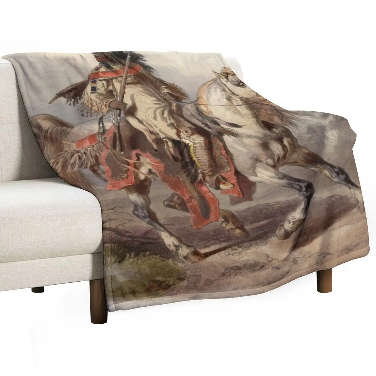 

Blackfoot Indian Warrior Throw Blanket Summer Beddings Picnic Custom Soft Blankets