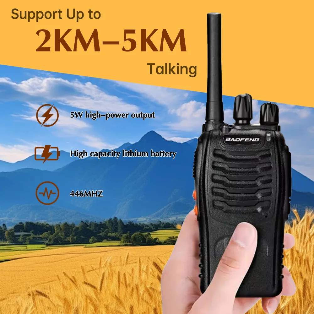 2/4/6 pièces Baofeng BF-88E portable sans fil longue portée talkie-walkie 446MHz 16CH UHF jambon Radio bidirectionnelle pour la chasse