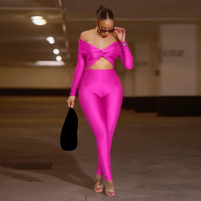 

KEXU Summer Women Long Sleeve Pencil Jumpsuits Hollow Out Sexy Ruched Strapless Club Party Outfit One Piece Rompers