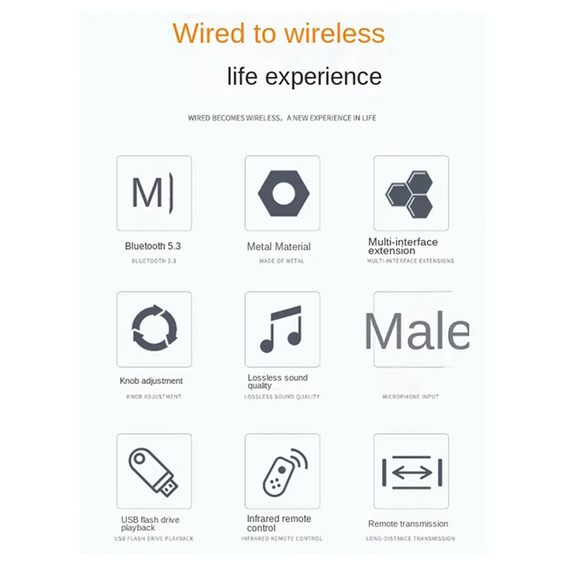 

Bluetooth 5.3 Audio Receiver AUX/Coaxial / Mic/USB Lossless Music Wireless Audio Adapter With Remote Control, Easy To Use-POS