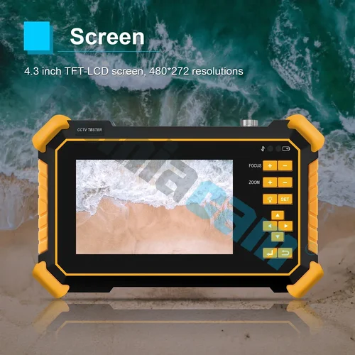 Imagen 2 del producto Probador de cámara Coaxial HD, Monitor de vídeo de seguridad, 4K, HD-2900, 4,3 pulgadas, 8MP, CVI, TVI, AHD, analógico, DC12V