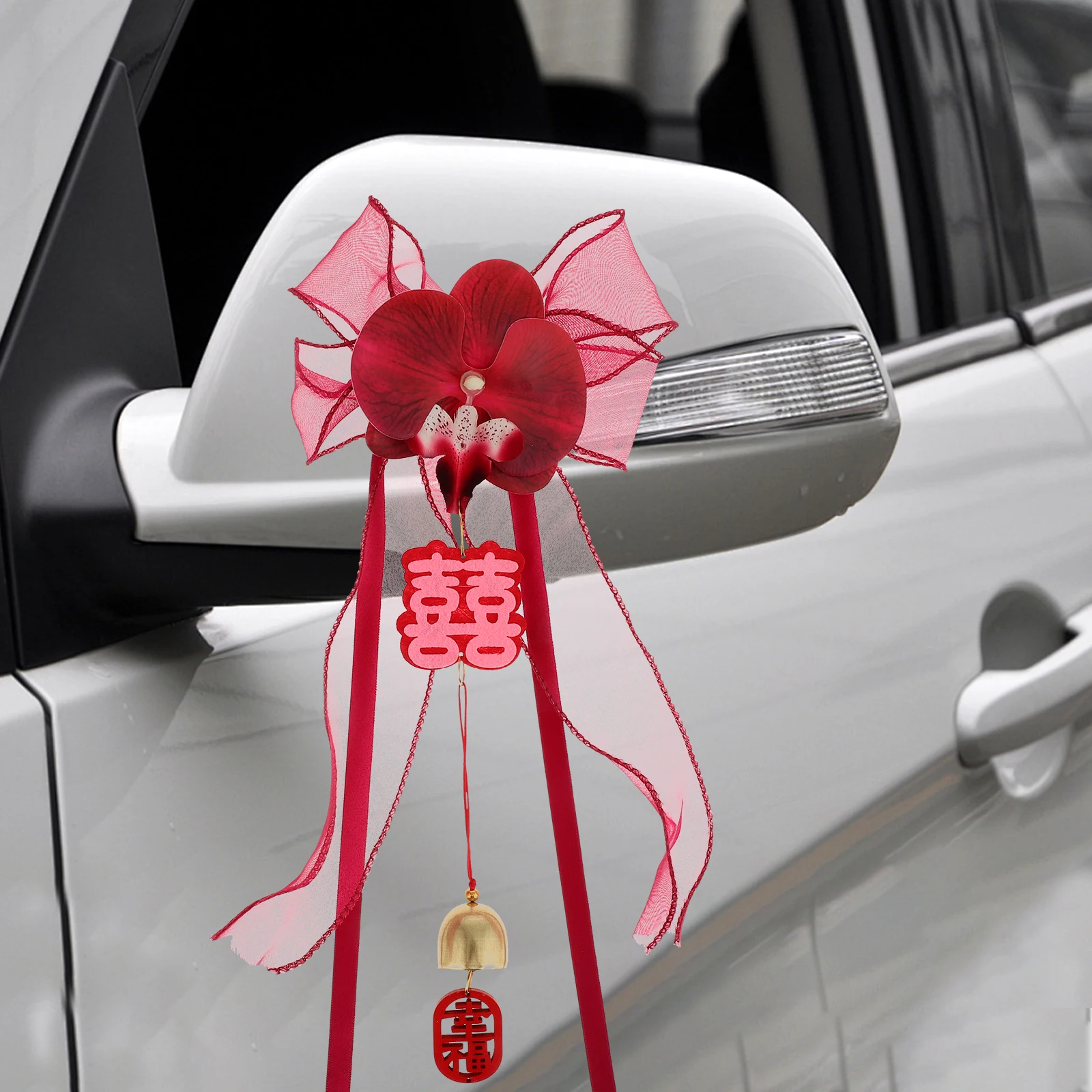 

2Pcs Wedding Car Floral Tiebacks Artificial Decorations Drapery Holdbacks Curtain Holders Clips for Door Handles Mirrors
