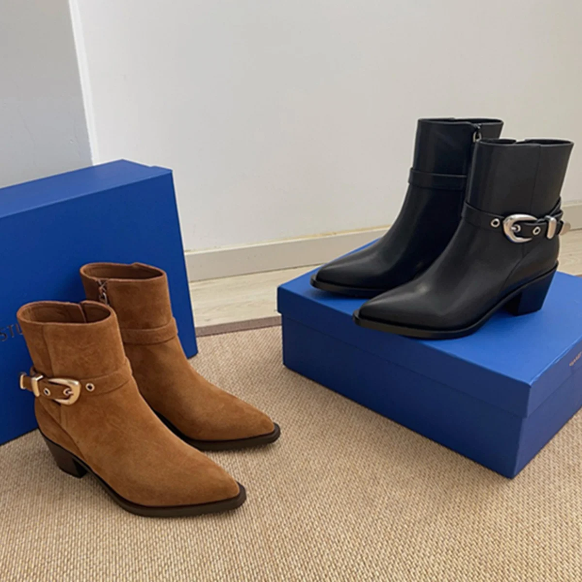 

Jenny&Dave 2026 Spring New Fashion Shoes British Fashion Pointed Toe High-heeled Short Boots Tube Boots Shoes For Woman