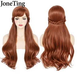 JT Synthetic Anna Cosplay Wigs the Fairy Princess Role Play Brown Body Wave Cosplay Wig Heat Resistant Fiber Hair Halloween