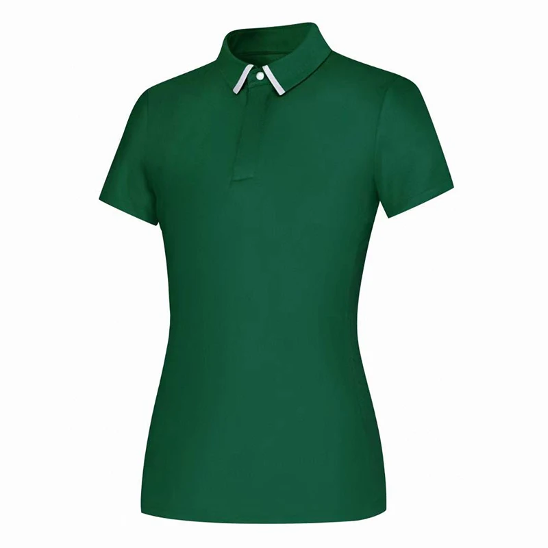 

Golf Women's Clothing Summer New Outdoor Sports Shirt Casual Lapel Short sleeved T-Shirt Elastic Slim Fit POLO Solid Color Top