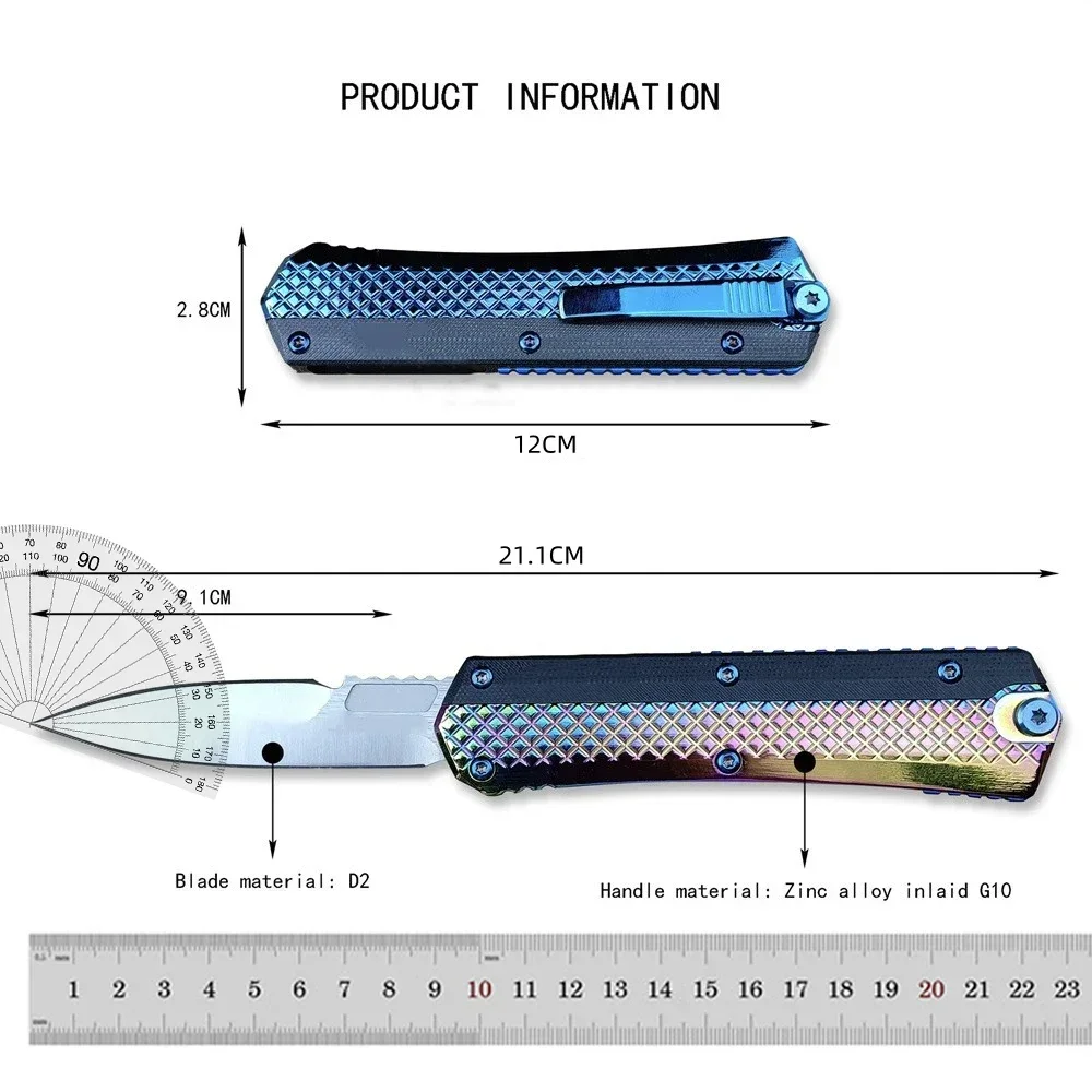 Micro Glykon Folding Pocket Knife D2 Blade Zinc Alloy Inlay G10 Handle Outdoor Camping Hunting Knives EDC Hand Rescue Tool