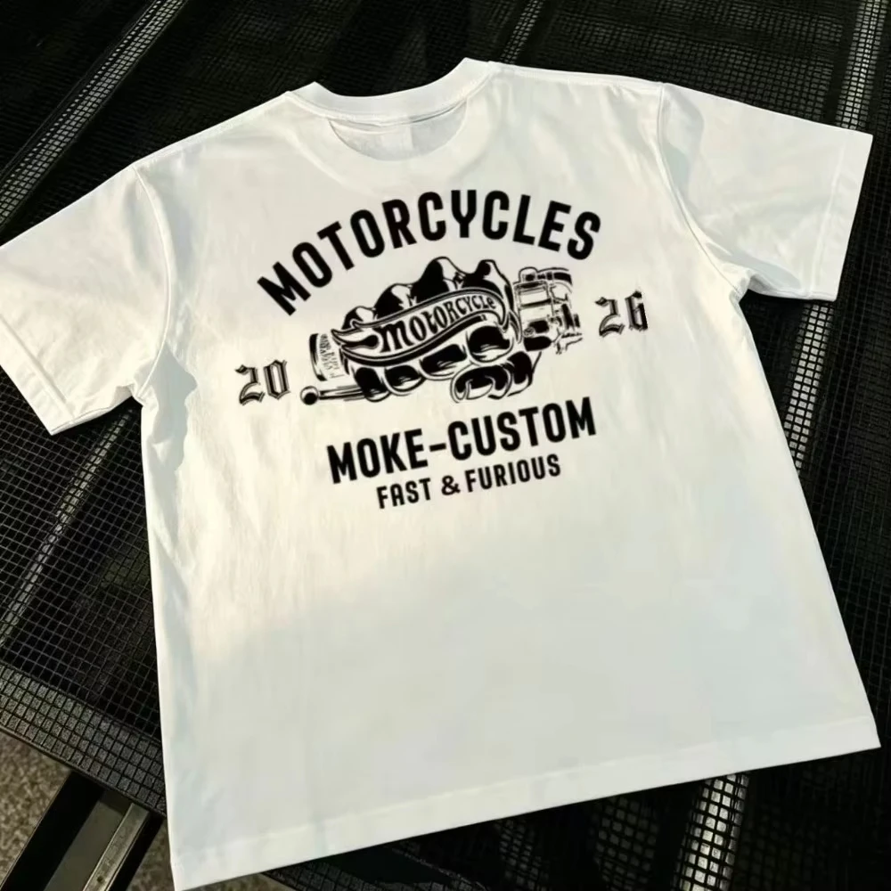 2026 New Vintage American Biker Men Women Short Sleeve T Shirt, Motorcycles Graphic Crew Neck Casual Tops