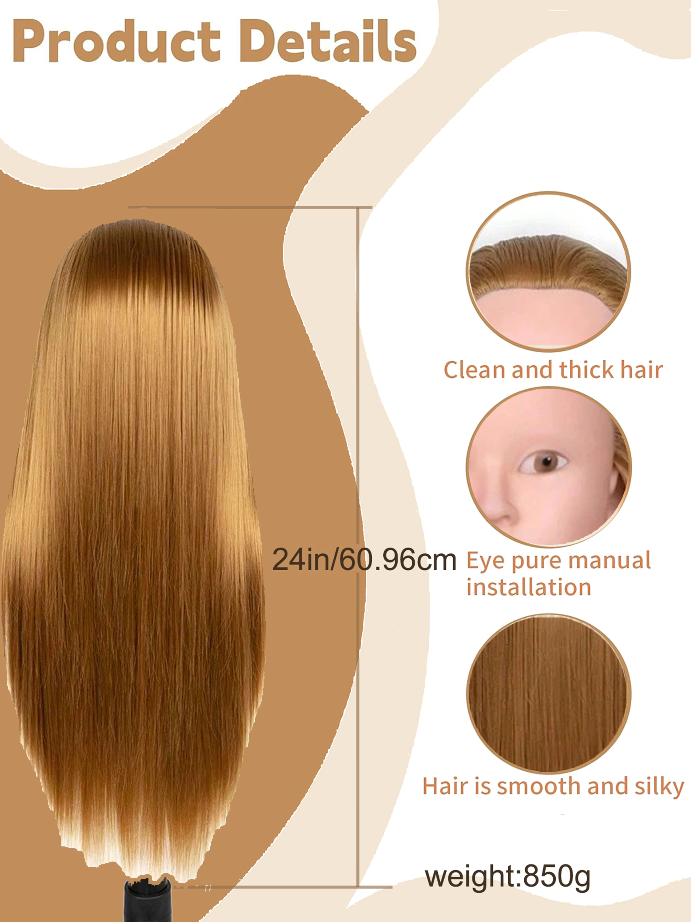 2pcs 메이크업 없음 마네킹 머리 헤어 스타일링 훈련 Manikin 화장품 인형 머리 합성 섬유 머리카락과 스탠드